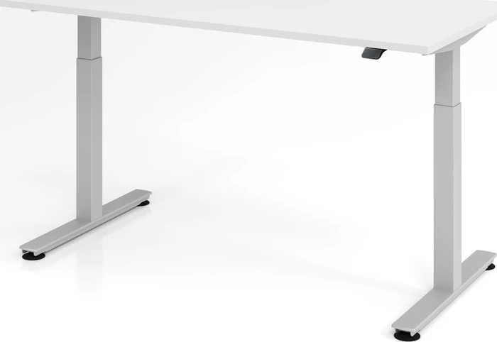 Hammerbacher Ergonomic Aktiv XMST16/W/S elektrisch höhenverstellbarer Sitz-Steh-Schreibtisch 160x80cm weiß/silber