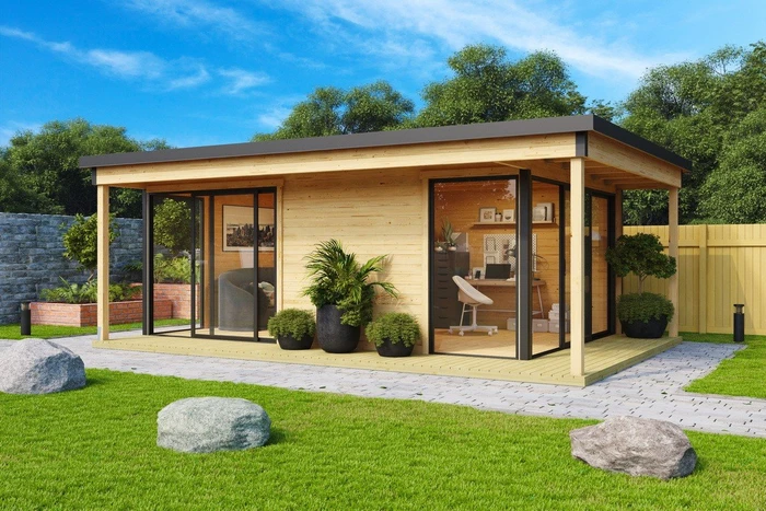 Lasita Maja Domeo 3 Loggia Gartenhaus natur