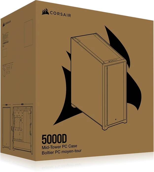 Corsair 5000D, weiß, Glasfenster