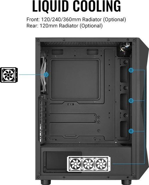 AeroCool Falcon, Lüfter LED Fixed RGB, Acrylfenster