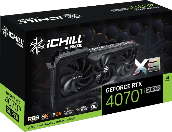 INNO3D GeForce RTX 4070 Ti SUPER iCHILL X3, 16GB GDDR6X, HDMI, 3x DP