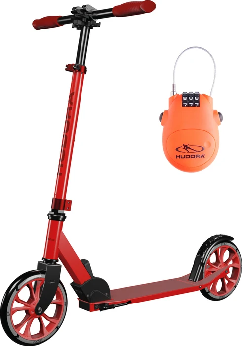Hudora Up 200 Scooter mit Kabelschloss rot