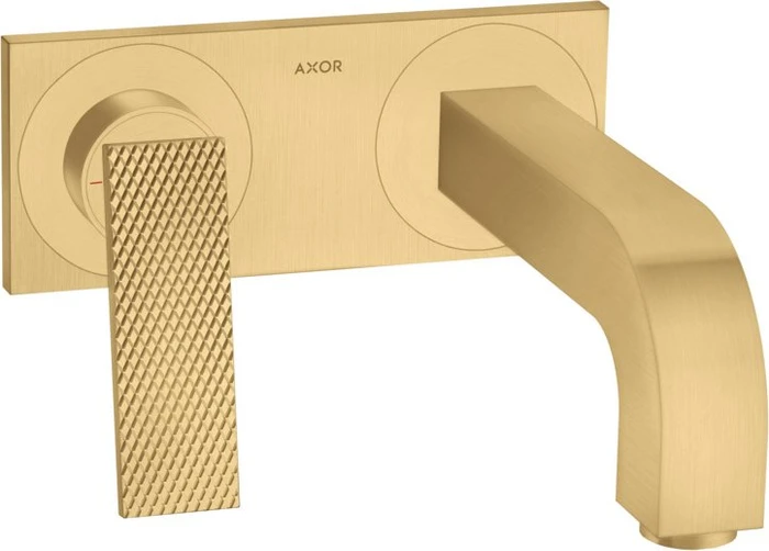 Hansgrohe Axor Citterio 2-Loch Waschbeckenarmatur mit Hebelgriffen Platte und Rautenschliff 220mm brushed gold optic