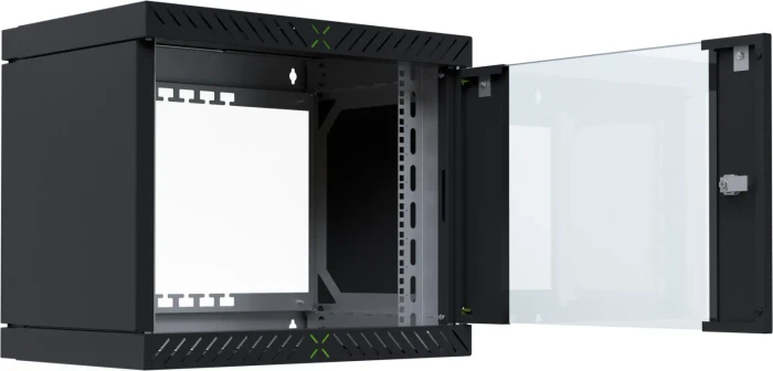 EFB Elektronik X-Rack 19" Wandgehäuse 9HE, fest, eigenbelüftet, tiefenverstellbar, 400-600mm, Sicherheitsglastür, IP20, RAL 9005, 600mm tief