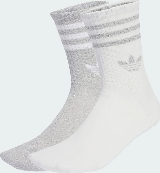 adidas 3-Stripes Glitter Crew Socken silver metallic/white, 2 Paare (Damen)