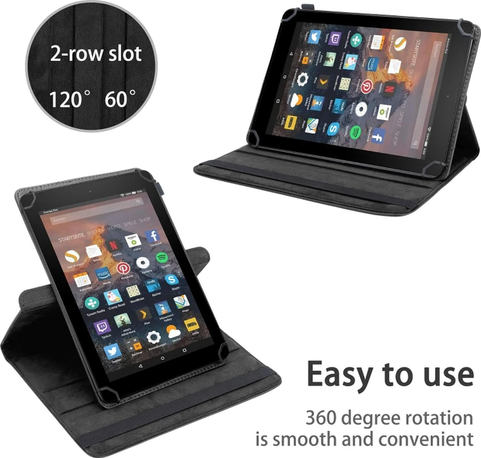Cadorabo Schutzhülle 360° für Fire HD 10 2017 (7. Generation), schwarz