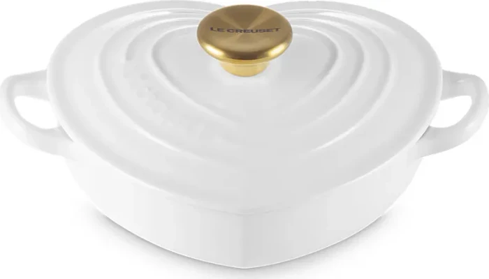 Le Creuset Gusseisen Herzbräter mit Herzknopf 1l white