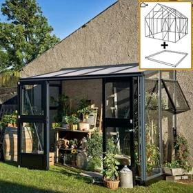 Juliana Veranda 4.4m² 3mm Sicherheitsglas Gewächshaus anthrazit/schwarz