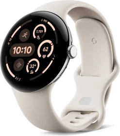 Google Pixel Watch 3 (Wi-Fi) 45mm Polished Silver mit Sportarmband Porcelain