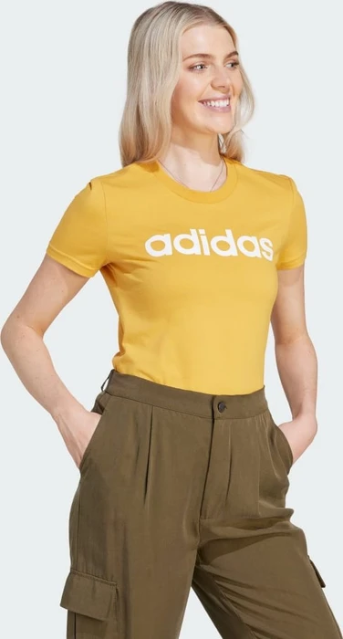 adidas Loungewear Essentials Slim Logo T-Shirt kurzarm preloved yellow/white (Damen)