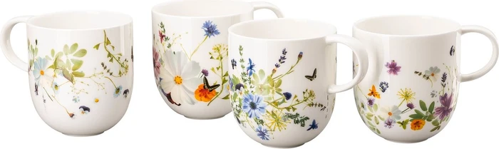 Rosenthal Brillance Bone China Fleurs Sauvages Becher mit Henkel, 4 Stück