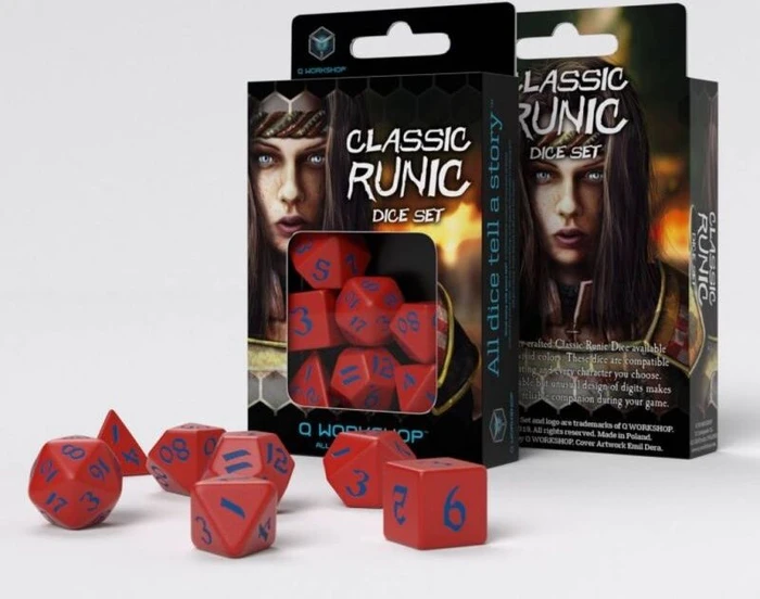 Q-Workshop Würfelset Classic Runic - red & blue