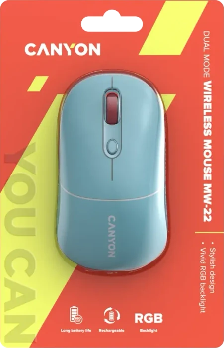 Canyon OnClick 22 / MW-22 Dual-Mode Wireless Mouse türkis, USB/Bluetooth