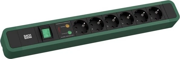Bachmann Primo 2, 6-fach, Schalter, Überspannungsschutz, 2m, grün/schwarz