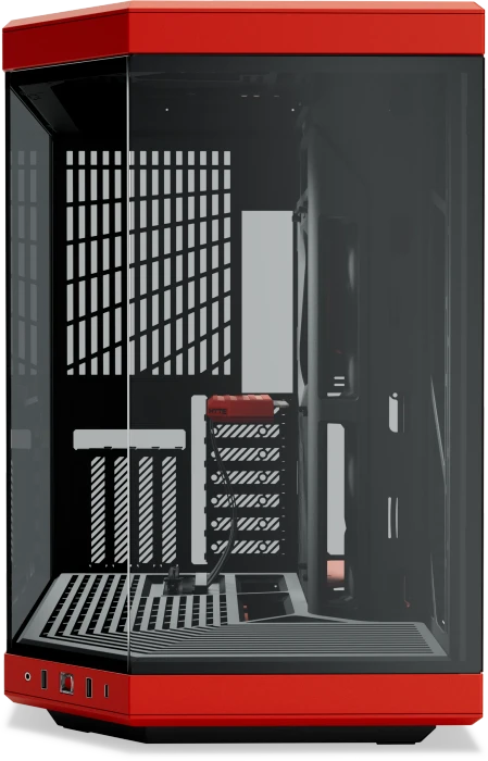 Hyte Y70 Red, rot/schwarz, Glasfenster