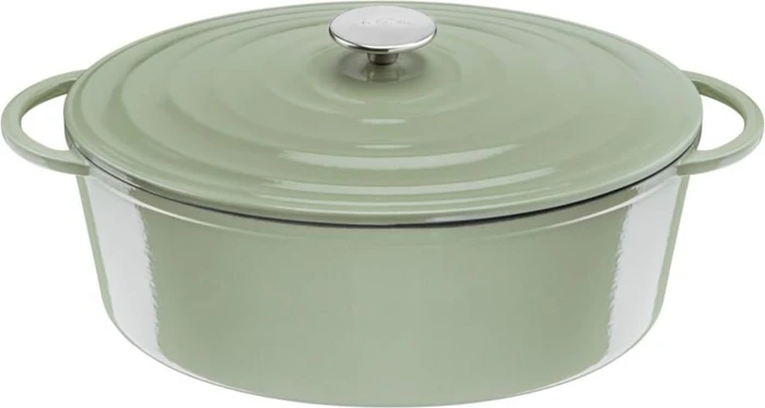 Tefal E25806 Lov Gusseisen Kochtopf Bräter oval 34x26cm hellgrün
