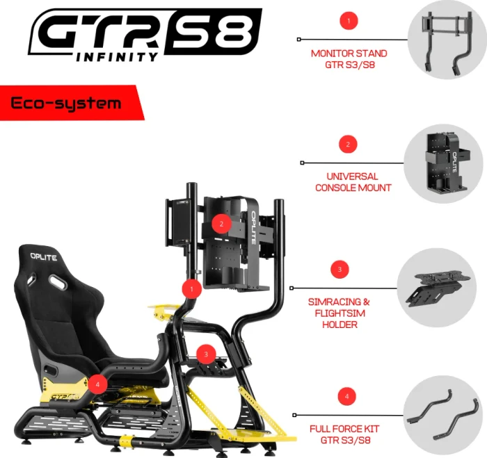 Oplite Cockpit GTR S8 Elite Yellow, schwarz/gelb