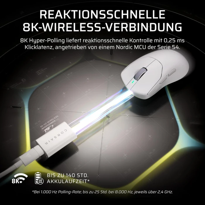 Corsair Sabre v3 Pro PureVector Ultralight Ergo Wireless, weiß, USB