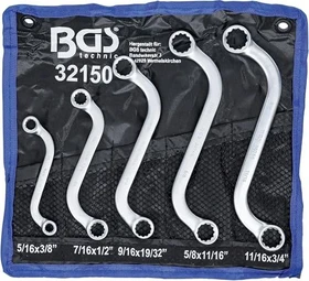 BGS technic S-Form zöllig Schraubenschlüsselsatz inkl. Tasche, 5-tlg.