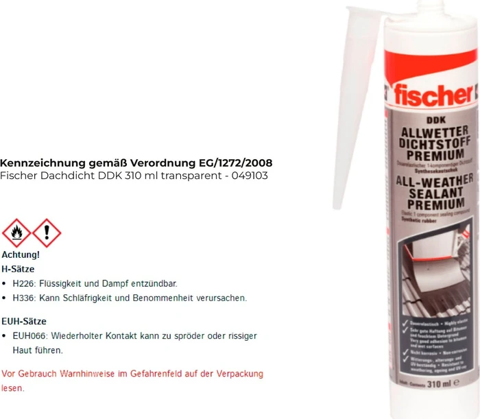 fischer AC Allwetterdichtstoff transparent, 310ml