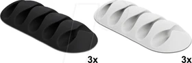 DeLOCK Kabelhalter mit 5 Durchführungen, selbstklebend, Set, schwarz/weiß, 6 Stück