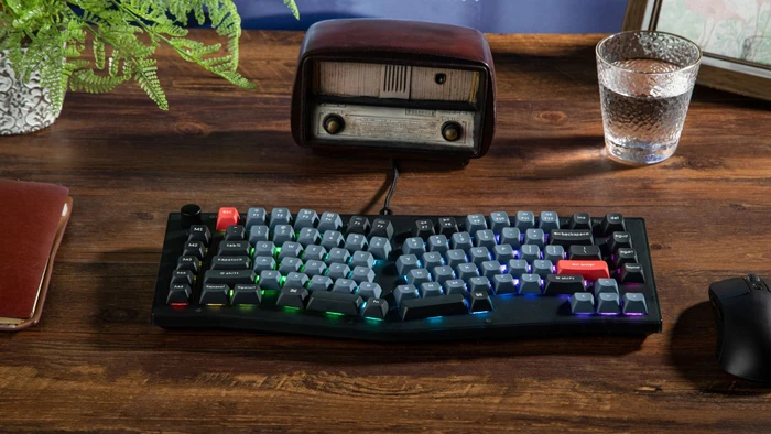 Keychron V10, Frosted Black, 75% Alice Layout, PBT, LEDs RGB, hot-swap, Keychron K Pro BROWN, USB, ND
