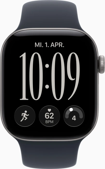 Apple Watch Series 12 (GPS) 42mm Aluminium space grau mit Sportarmband M/L navyblau