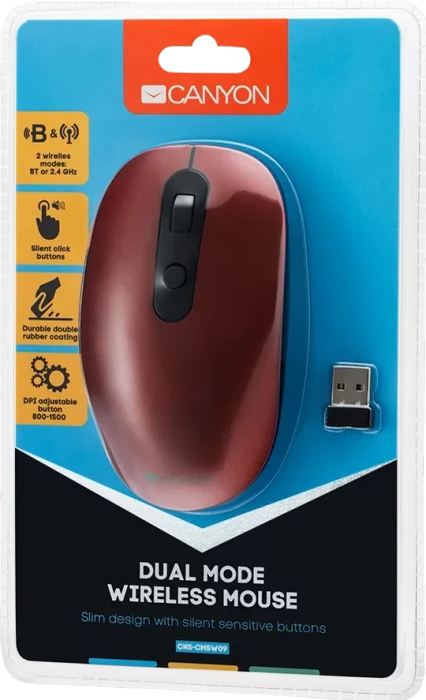 Canyon MW-9 Wireless Mouse Space Cherry, USB/Bluetooth