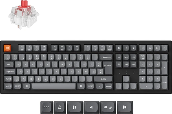 Keychron K10 Max, schwarz/grau, LEDs RGB, Keychron Super RED, USB/Bluetooth, DE
