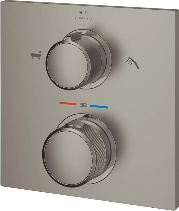 Grohe Allure Thermostat-Wannenbatterie mit integrierter 2-Wege-Umstellung satin steel
