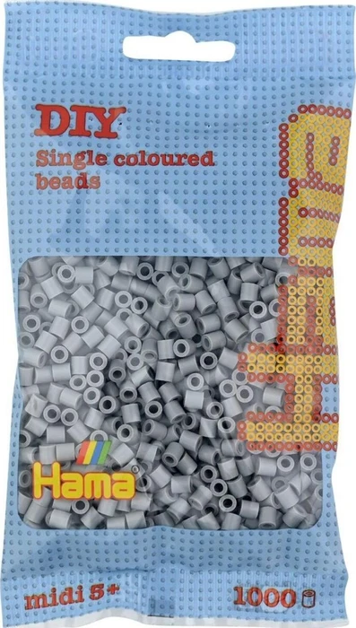 Hama midi Beutel mit Perlen 1000 Stück grau