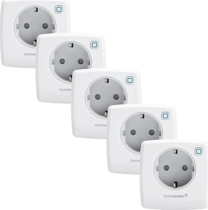 eQ-3 Homematic IP HmIP-PS-2 Schaltsteckdose, Smart-Steckdose, 5er-Pack