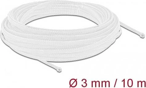 DeLOCK Geflechtschlauch dehnbar, 3mm, 10m, weiß