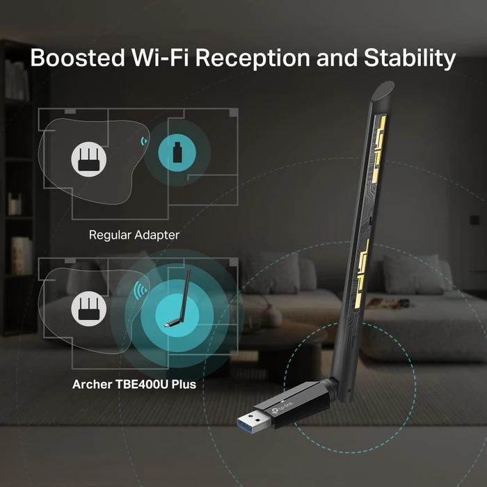 TP-Link Archer TBE400U Plus, WLAN-Adapter, Wi-Fi 7, BE6500, 2.4GHz/5GHz/6GHz WLAN, USB-A 3.0 [Stecker]