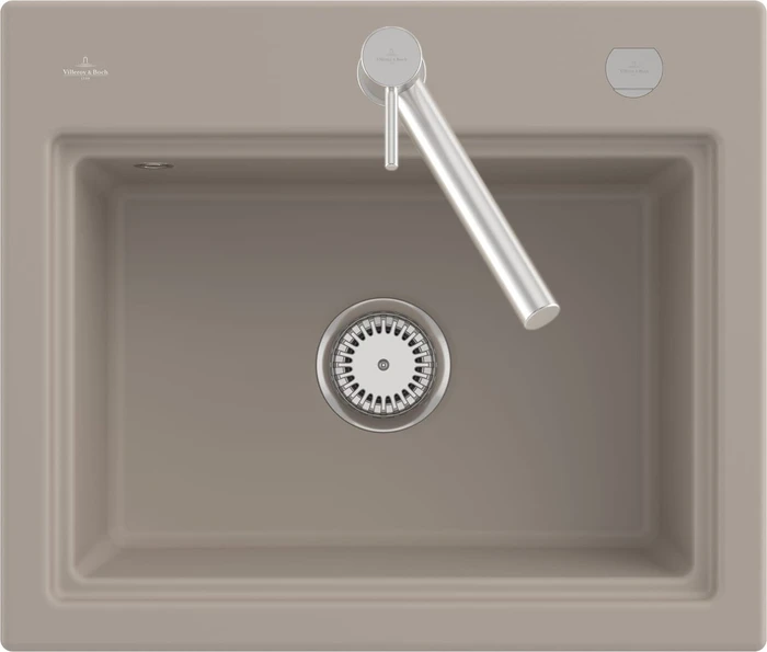 Villeroy & Boch Subway Style 60 S Einbau Becken mittig mit Ablauffernbedienung almond