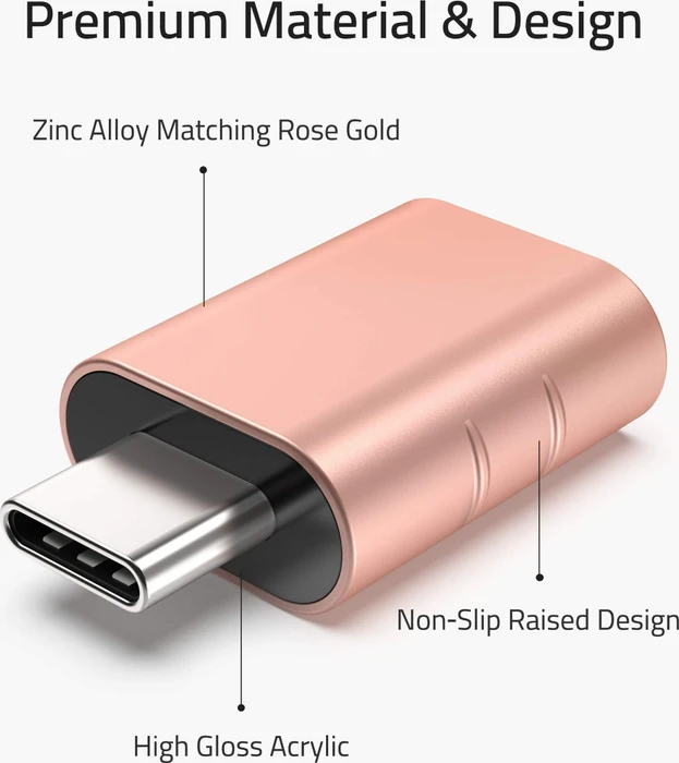 Syntech USB-Adapter, USB 3.0, 5Gb/s, USB-A 3.0 [Buchse] auf USB-C 3.0 [Stecker], Rose Gold, 2er-Pack