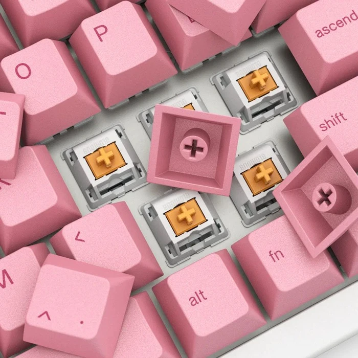 Glorious GPBT Keycaps, Kunststoff (PBT), Pink Grapefruit, rosa/gelb/rot, 143 Tasten (104+39), ANSI-US