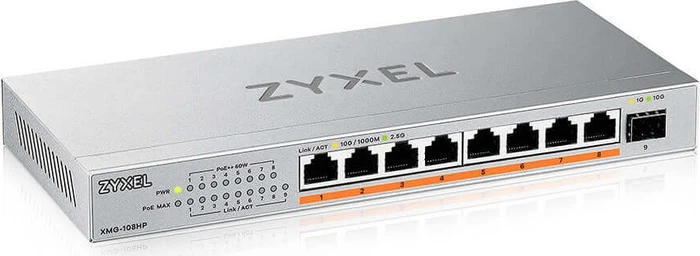 Zyxel XMG-108HP Desktop 2.5G Switch, 8x RJ-45, 1x SFP+, 100W PoE++