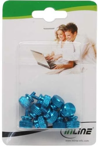 InLine Rändelschrauben für Gehäuse, blau, 10er-Pack