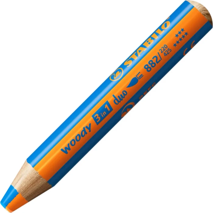 STABILO Woody 3in1 Duo Wachsmalstift orange/blau