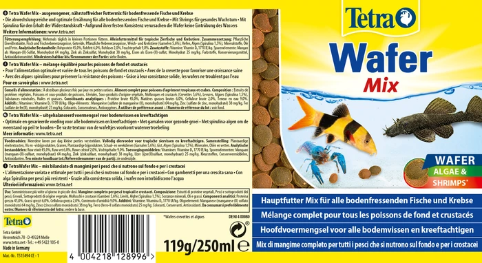 Tetra Wafer Mix Hauptfutter für Bodenfische und Krebse, 119g, 250ml