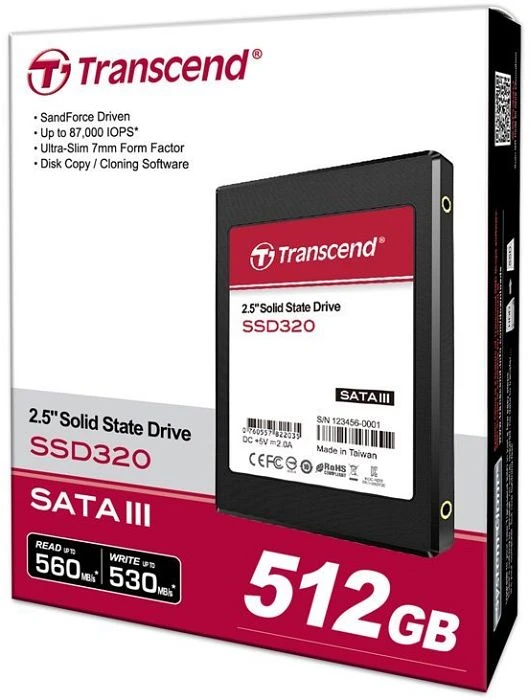 Transcend SSD320 512GB, 2.5" / SATA 6Gb/s