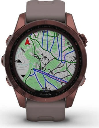 Garmin Fenix 7S Sapphire Solar dark bronze titanium/shale grey