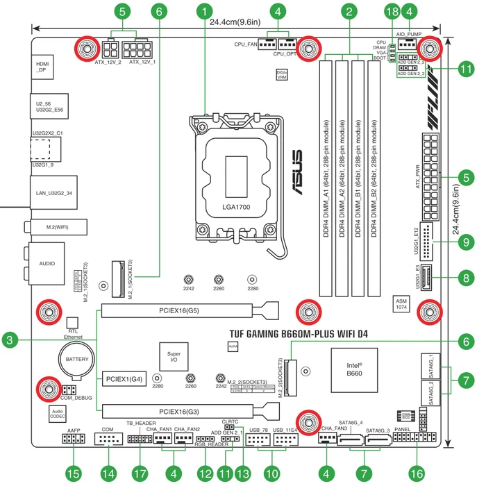 ASUS TUF Gaming B660M-Plus WIFI D4 (Intel 1700)