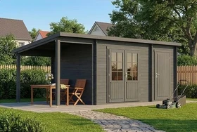 Alpholz Gartenhaus Maria mit Schleppdach 600x279cm grau