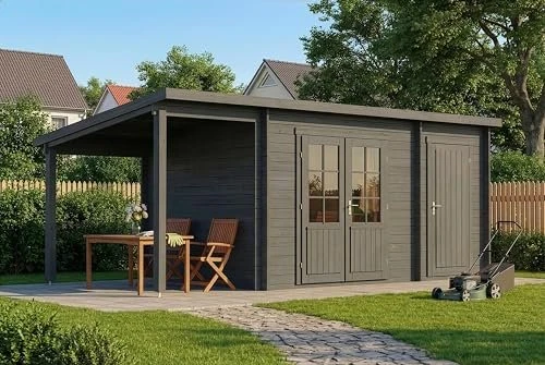 Alpholz Gartenhaus Maria mit Schleppdach 600x279cm grau