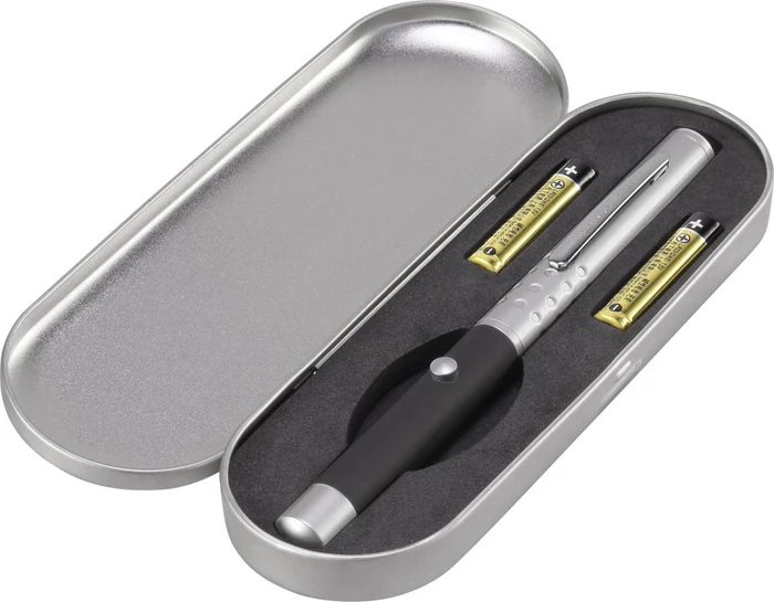 Renkforce RF-LP-500 Laserpointer mit grünem Laser, silber/schwarz, inkl. Etui