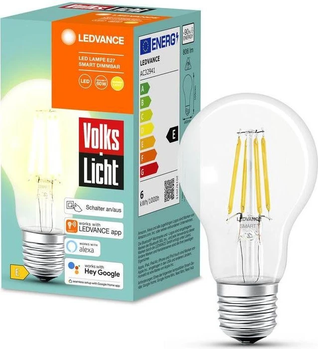Osram Ledvance SMART+ BT Classic "Volkslicht" A60 60 6W/827 E27