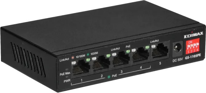 Edimax GS-11 Desktop Gigabit Switch, 5x RJ-45, 60W PoE+