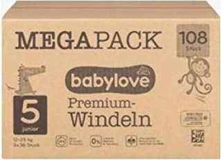 Babylove Premium Gr.5 junior Einwegwindel, 12-25kg, 108 Stück
